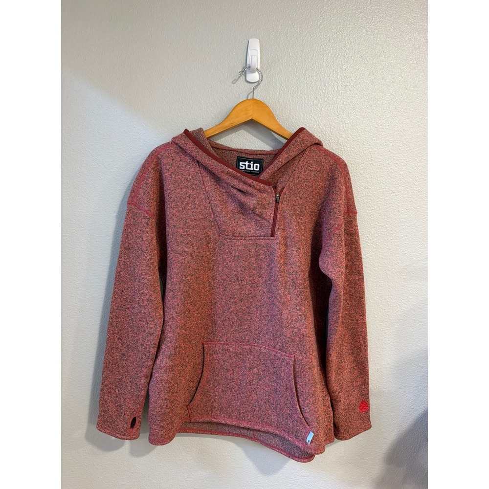 Stio Sweetwater Fleece Hoodie Womens XL Red Heather Zip Pullover Gorpcore Fall